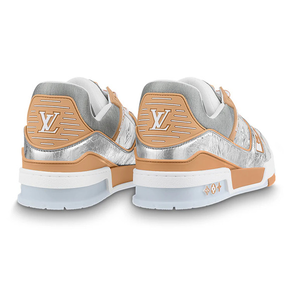 Louis Vuitton Metallic Silver Beige White Low Top Trainer Sneaker UK 9 US 10 11 - Picture 16 of 16